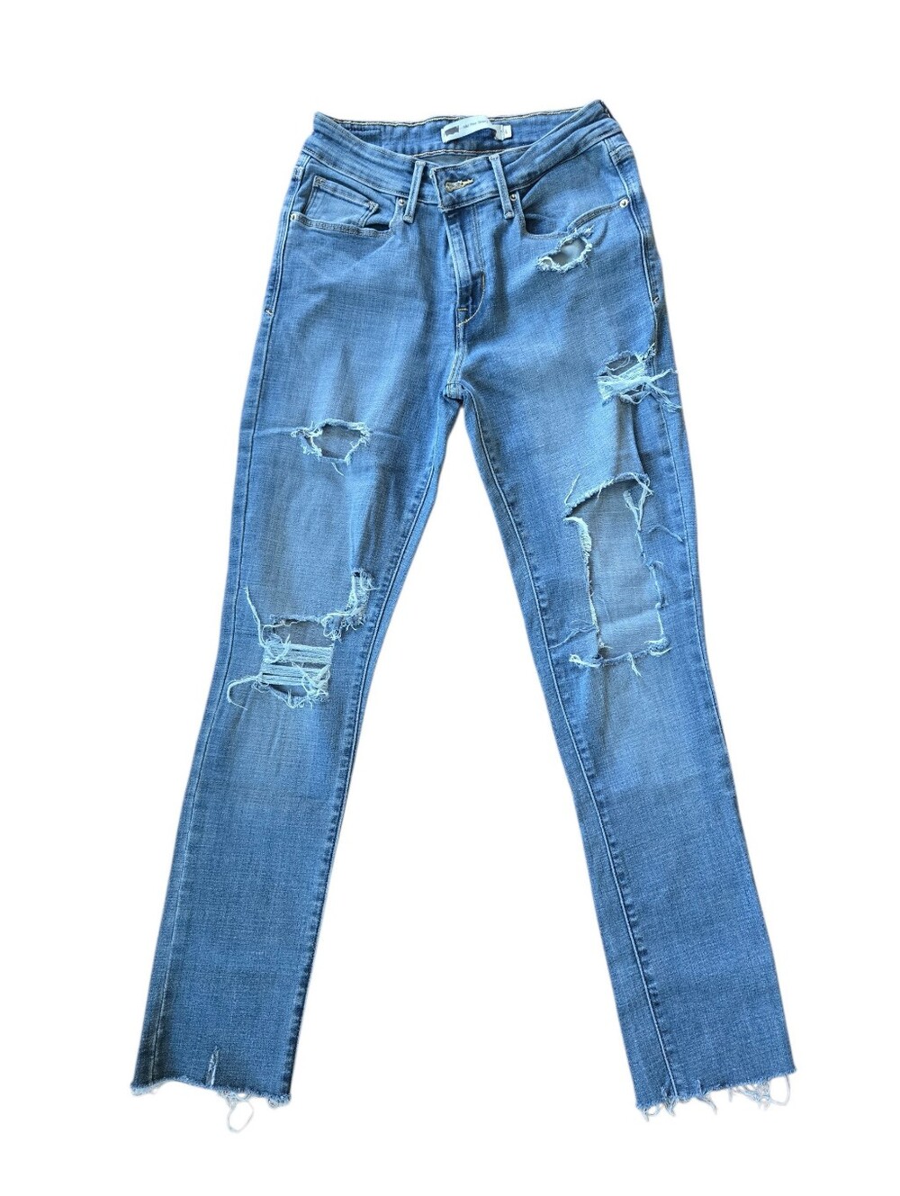 Levi's Mid Rise Destroyed Skinny Jeans